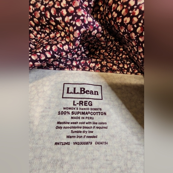 LL Bean Womens 100% Supima Cotten Long Sleeve Tutleneck Top, Pink Purple Floral - Picture 3 of 7